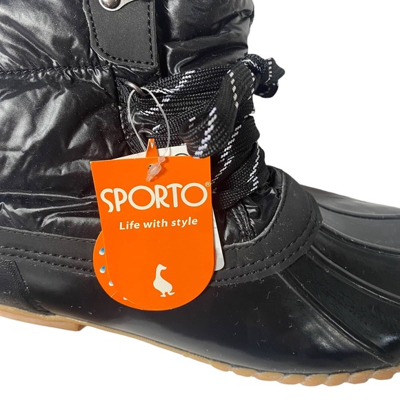 Sporto Thermolite Black Liquid Look Snow Boots NWT NEW Size 11 Womens - Picture 5 of 9